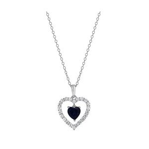 Gemstone Brilliance Lab-Created Gemstone Double Heart Pendant Necklace